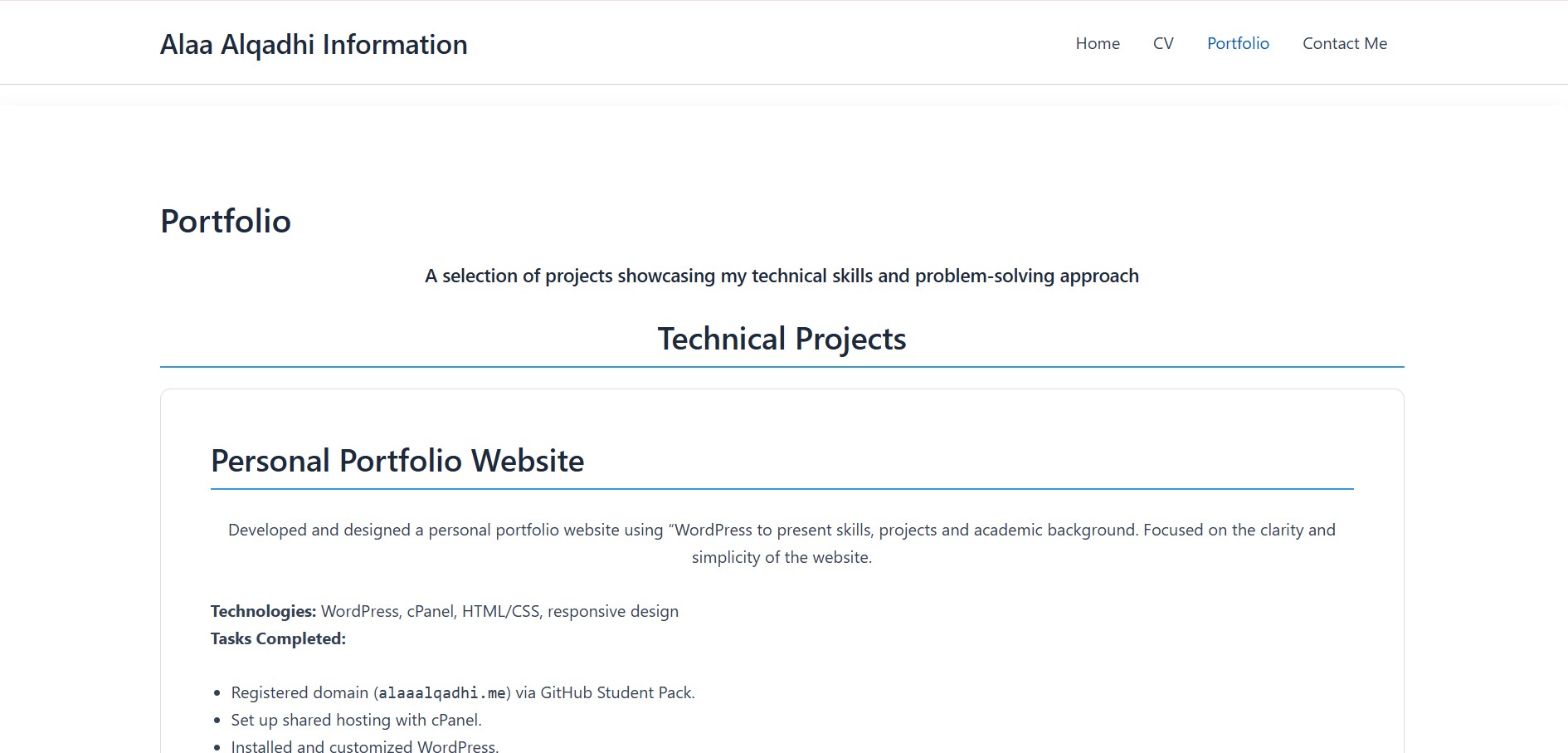 Projects page